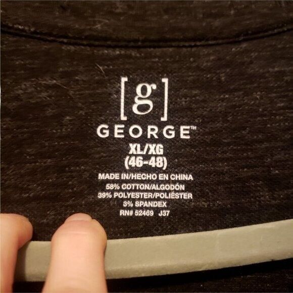 George Mens Sz XL Black  Solid Short Sleeve Polo Shirt - Picture 3 of 9